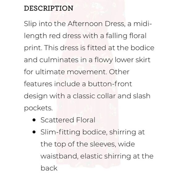 CAbi Women’s Afternoon Midi Dress 6218 Red Floral Size Small Short Sleeve - Picture 6 of 11